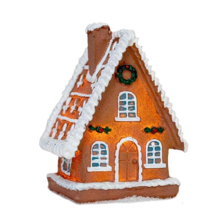 Festival Colorful Christmas Houses Tree Bear Statue Resins Miniature Figurine Ornament Seasonal Holiday Desktop Decors