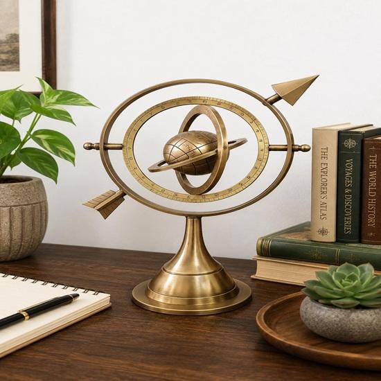 Messing Armillarsphäre Dekor, Nautischer Himmelskugel, Astronomie Skulptur, Antikes Schreibtisch Dekor, Arbeitszimmer Akzent