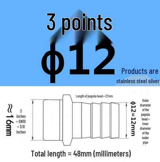 304 Stainless Steel Hex Threaded Water Hose Barb Connector