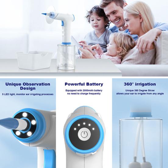 Elektrischer Ohrenschmalzentferner 4-Modus Ohrreinigungsset mit LED-Licht Wiederverwendbares Ohrspülset für sichere und effektive Heimanwendung