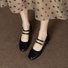 Fashion 2025 New Women's Shoes Luxury Square Toe Ladies Mary Jane Shoes High Quality Double Buckle High Heel Fashion Women Ballet Shoes