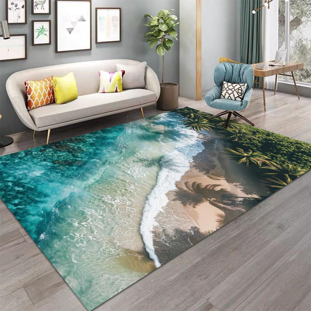 Beachside Beach Scenery Carpet for Living Room Sofa Rug Home Decor Bedroom Bedside Rug Lounge Hallway Floormat Christmas Gifts