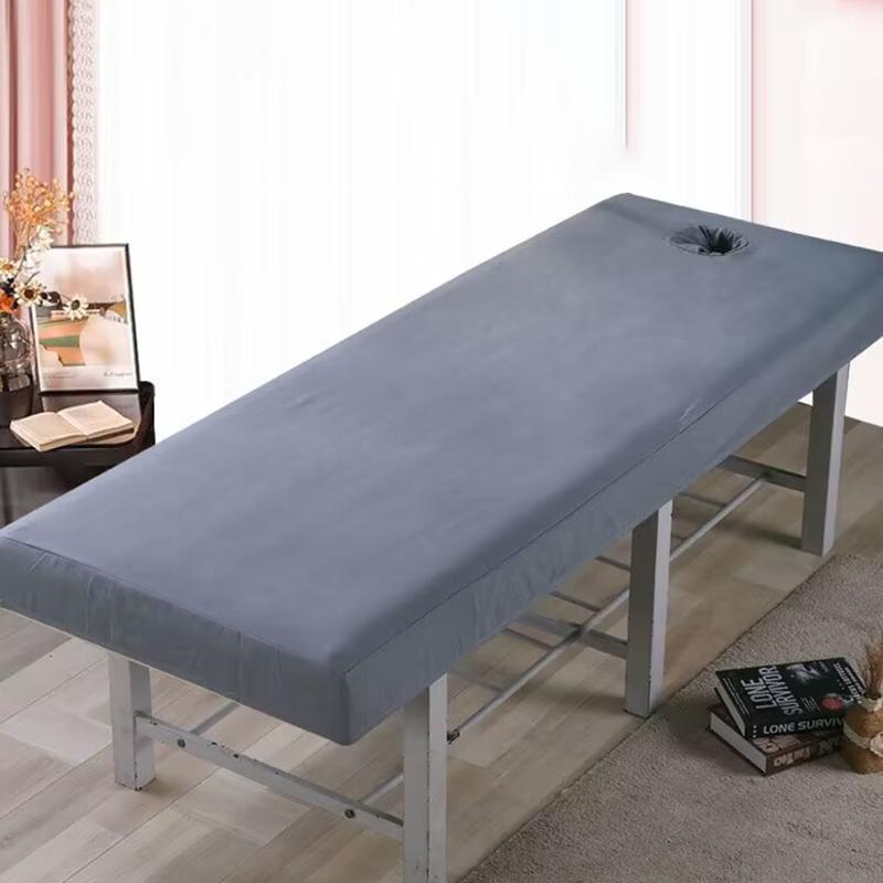 New Solid Color New Striped Massage Table Bed Fitted Sheet Elastic Full Cover Rubber Band Massage SPA Bed Cover With Face Hole