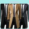 Mens Winter Warm Wool Trench Coat Double Breasted Outwear With Lapel And Button Closure