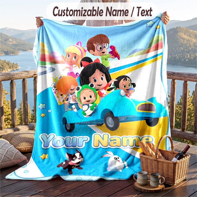 Manta de Franela Cleo & Cuquín, Texto Personalizado con Nombre, Manta Suave y Cálida de Felpa para Regalo