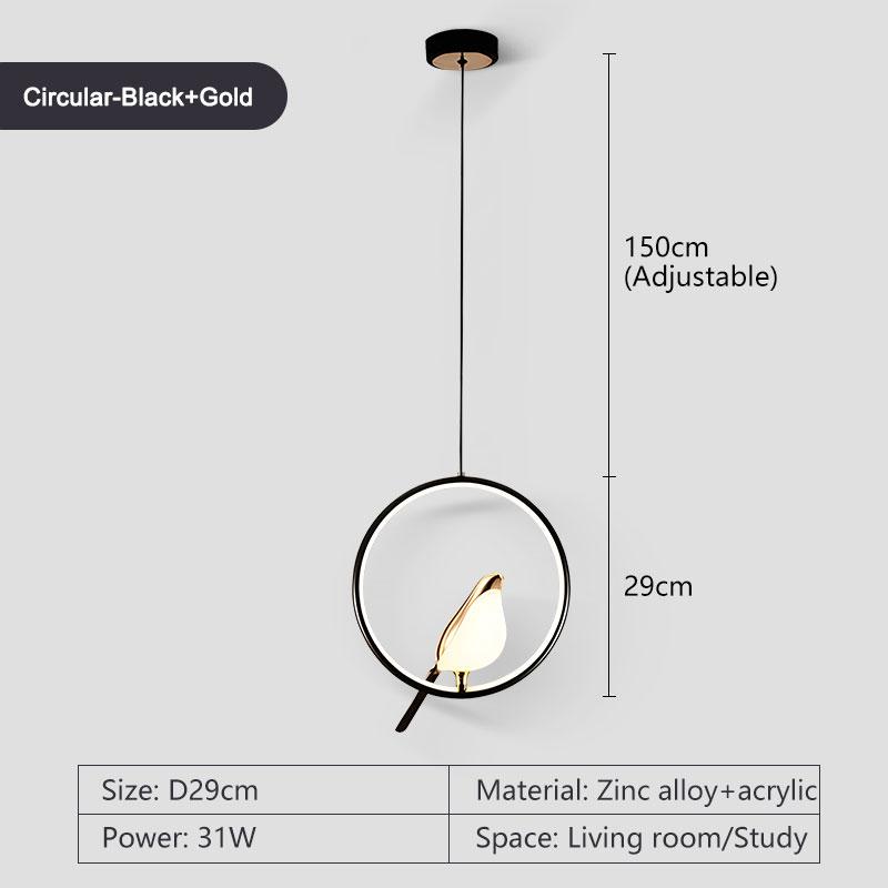 Nordic Magpie Bird LED Chandelier Lamps for Corridor Aisle LED Pendant Lights Hanging Lighting Fixtures for Bedroom Living Room