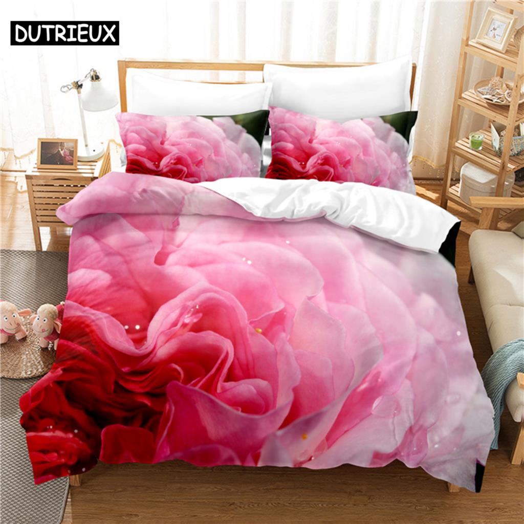 Rosen-Bettwäscheset Bettbezug-Set 3D-Bettwäsche Digitaldruck Bettwäsche Queen-Size-Bettset Modedesign