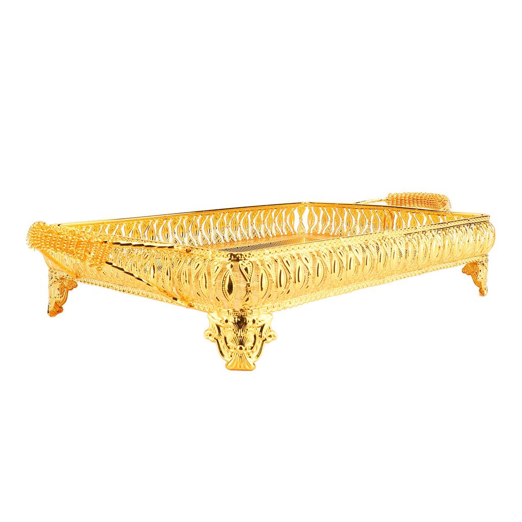 Metal Serving Tray for Food Snack Fruit European Style Rectangle Party Decorative Platter Gold