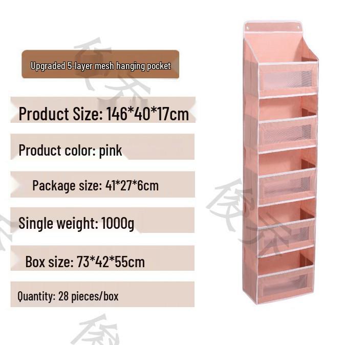 Punch-Free Over-the-Door 5-Layer Hanging Storage Bag for Bedroom and Dorm 