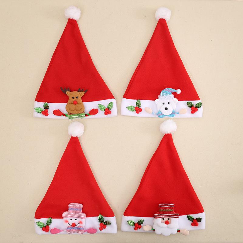 Christmas Decorations Red Children's Fingers Old Man Christmas Hat Christmas Gift Children Cartoon Christmas Hat Handmade
