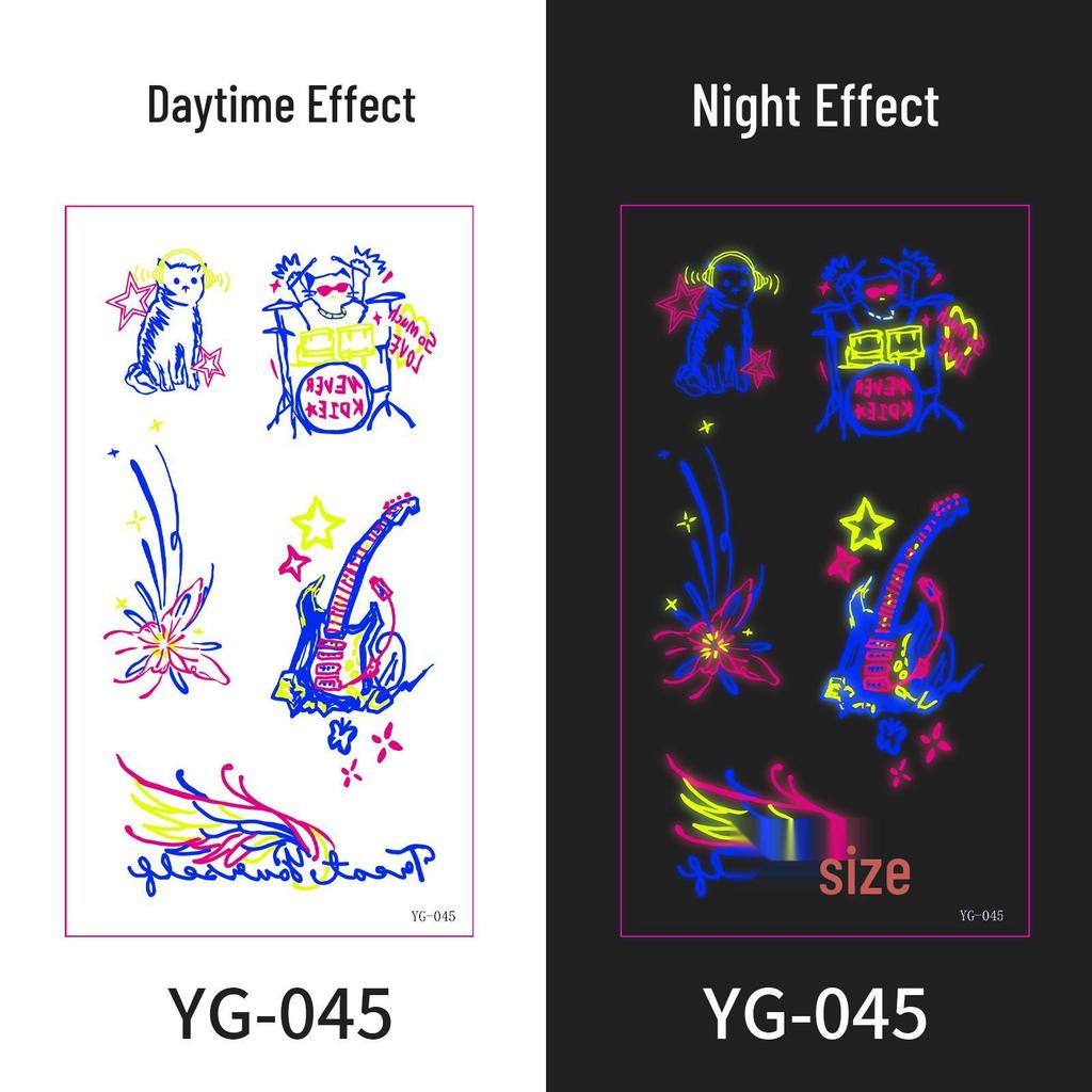 Neon Glow Music Festival Tattoo Stickers: Bright Fluorescent Designs for Concerts and Parties