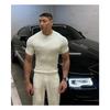 Men S Waffle Knit Short Sleeve Fitted Casual T Shirt
