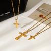 Stainless steel pendant necklace cross necklace women's sweater chain light luxury high-end titanium steel jewelry