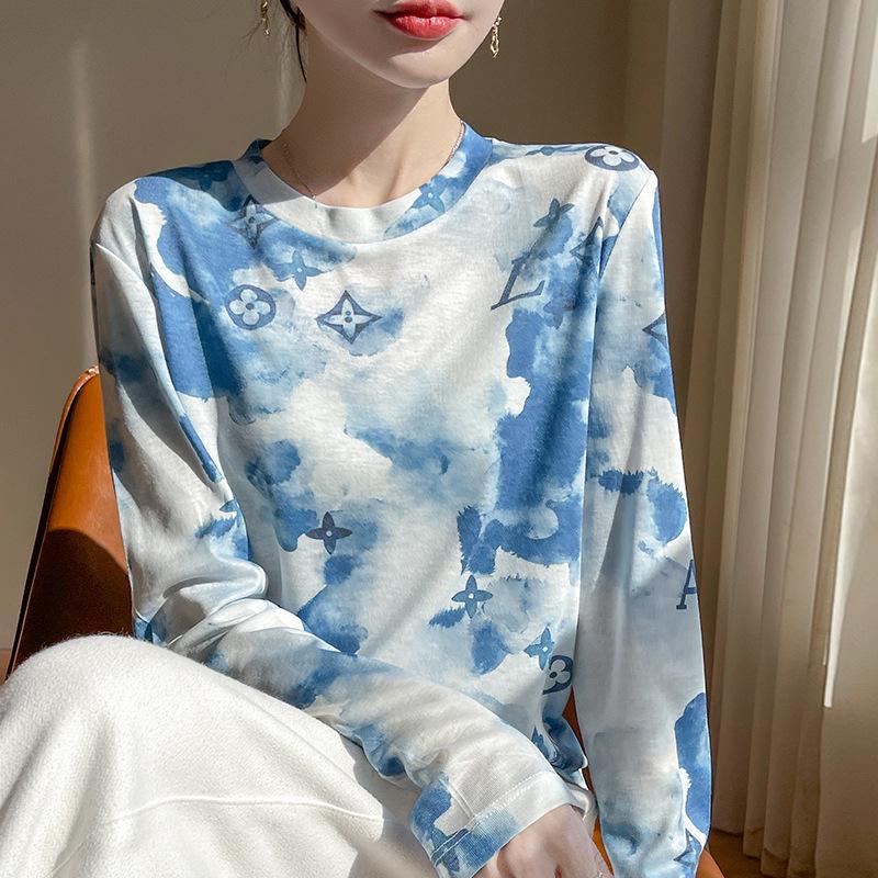 

Women s Slim Fit Long Sleeve Lyocell Tie-Dye Shirt - Spring 2025 Collection Large