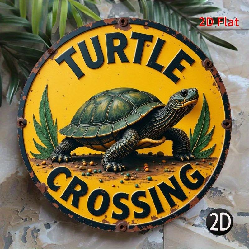 

Vintage Turtle Design Round Aluminum Sign чистый