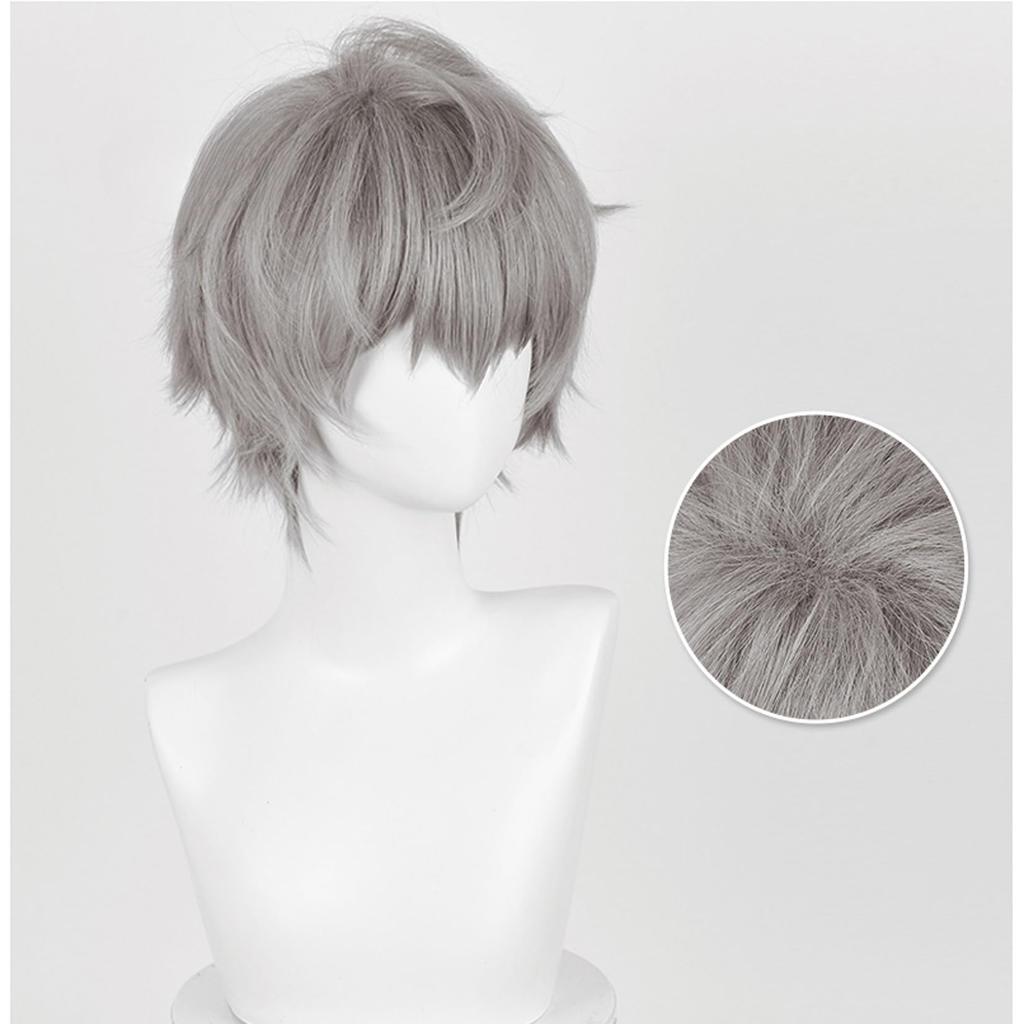 LAOBAO Till Cosplay Wig, Gray, Short Hair, Heat Resistant, Costume Wig, Halloween Costume Accessory (Till A)