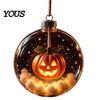 Clear Ball Decoration Halloween Hanging Decoration, Glowing Sphere Ornament with Skeleton, Holiday Theme Pumpkin, Spider Web, Black Cat Decor,