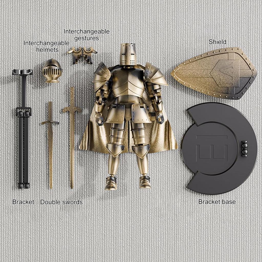 Action Figure Multi-Jointed Multi-Jointed Medieval Knight Full Body Model Flexible Statue Movable Figurine with 360 Degree