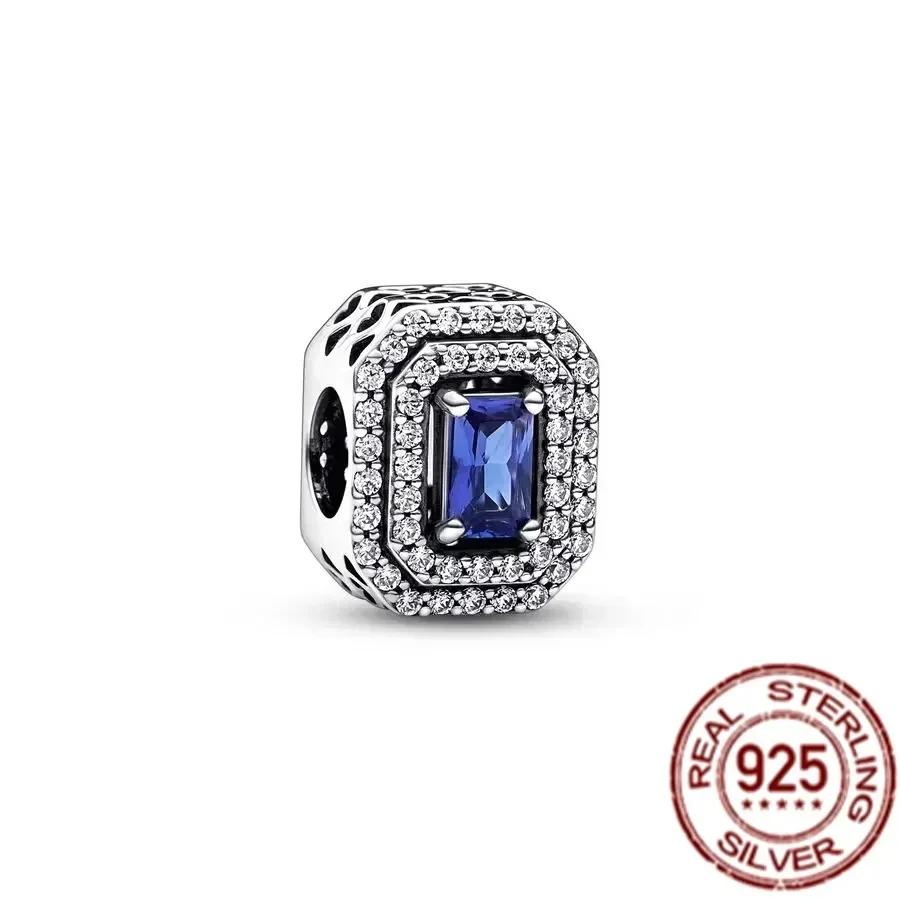 Blue Mirror Luminous Dangle Charms Copper Moon Flower Butterfly Beads Charms For Original Diy Bangle Fine Jewellery