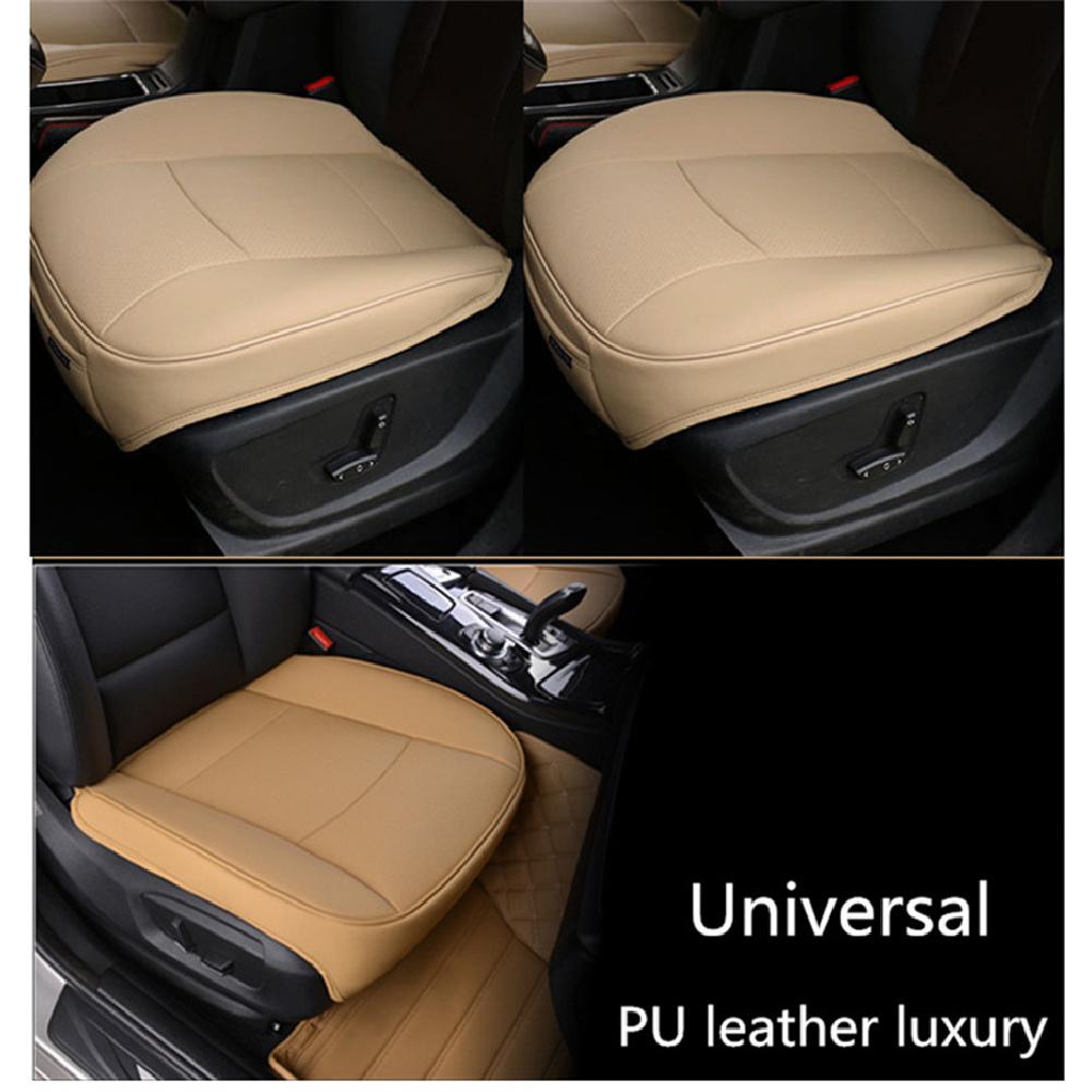 1X Universal Beige Pu Leather Deluxe Car Front Chair Cover Seat Cushion Pad Usa