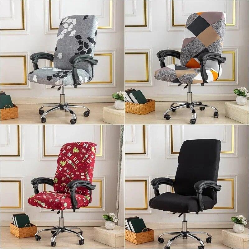 Blommig dator Kontorsstolsöverdrag Elastiskt roterande spelfåtöljöverdrag Stretch Skrivbord Säte Slipcover Funda para Silla de oficina