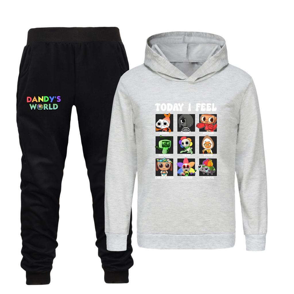 5405 Fashion Casual Kids Boys Girls Dandy World Printed Long Sleeves Hoodies Trousers Clothes Set