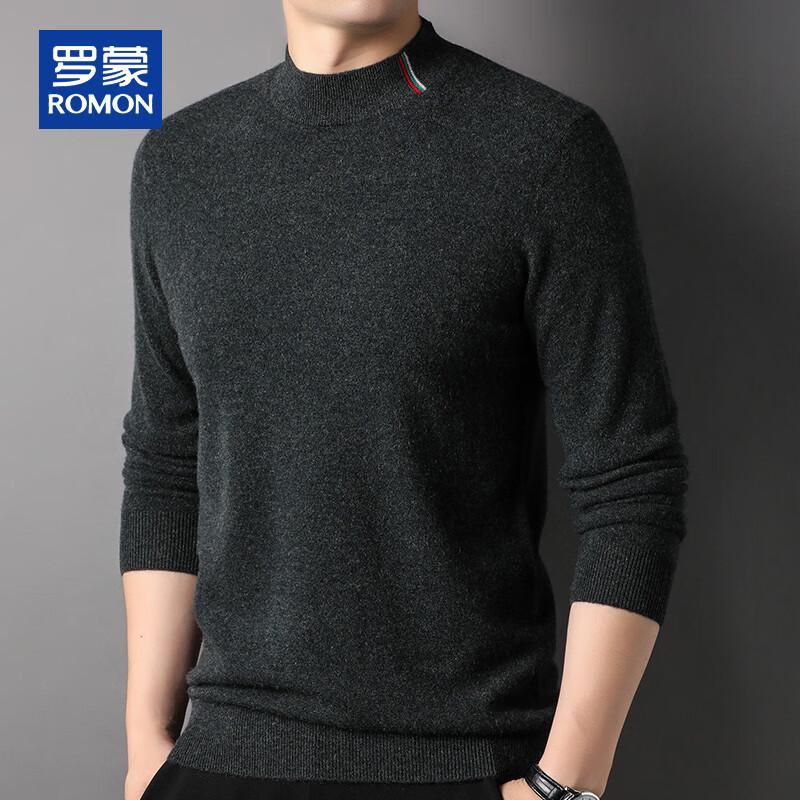 ROMON Men's 100% Cashmere Half-High Collar Pullover Sweater