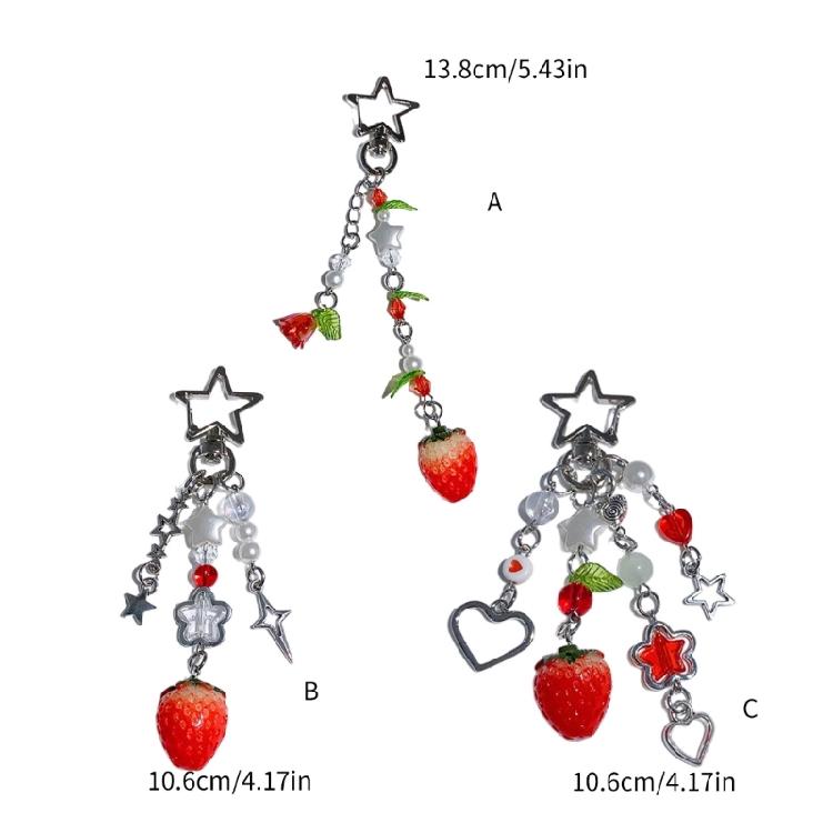 Lovely Strawberry Keychain Fruit Shapes Phone Chain Detachable Phone Lanyard