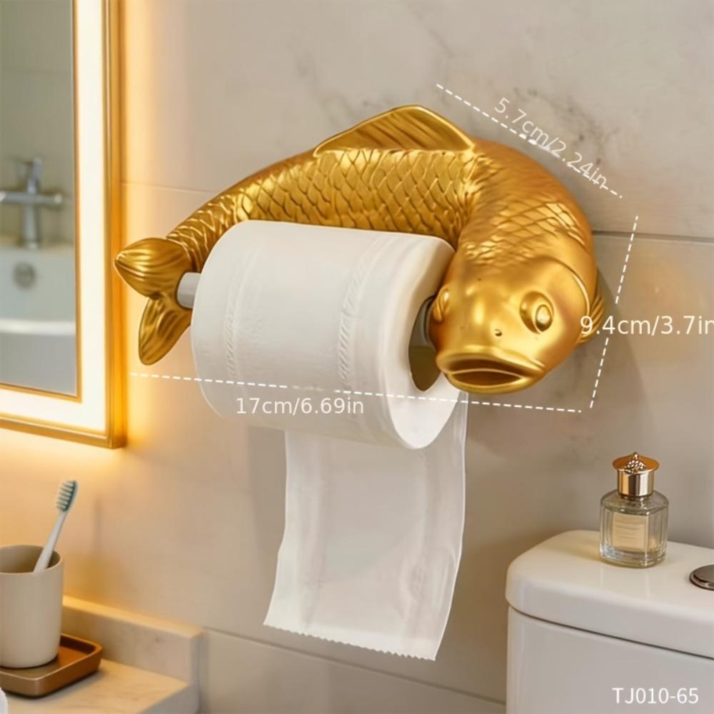 Wall-Mounted Toilet Paper Roll Holder Golden Carp Tissue Paper Shelf Napkin Storage Rack Kitchen