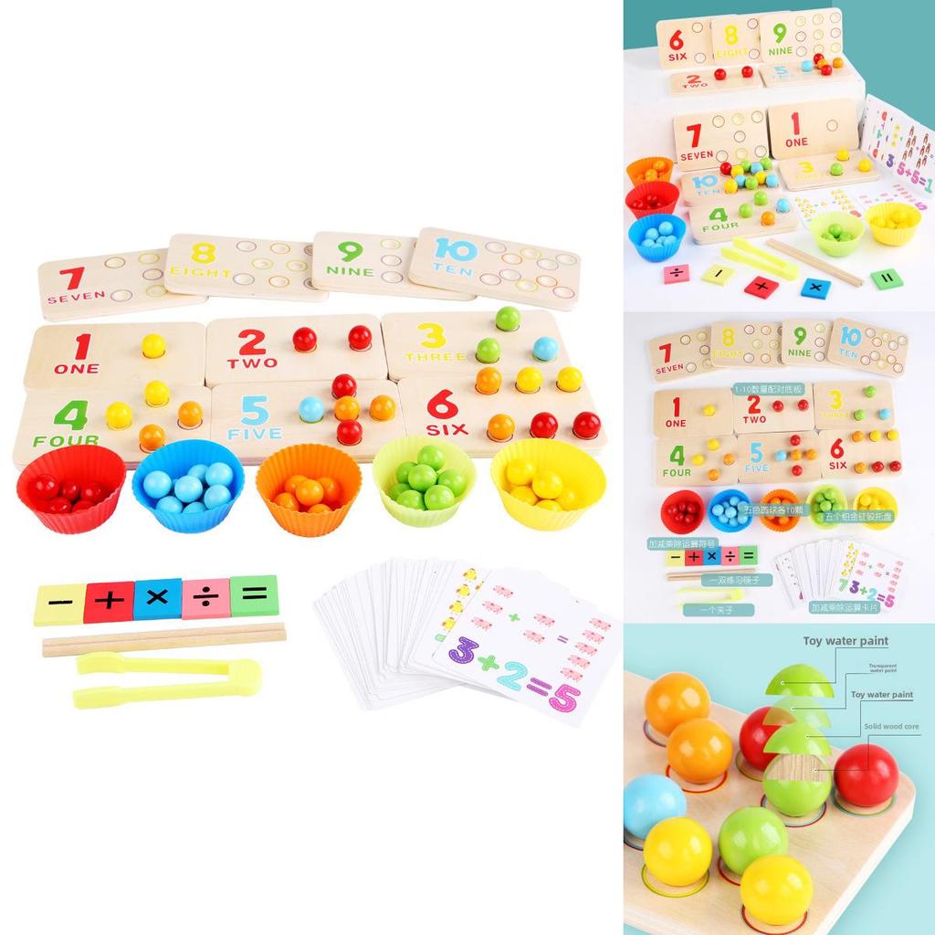Holz Multifunktionales Arithmetik-Klammer-Perlen Lernbrett Kinder Puzzle Spielzeug Set Für Frühes Lernen