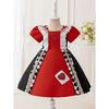 Summer Wonderland Red Queen Of Hearts Halloween Cosplay Costume Poker Birthday Party Dresses Girls Stage Drama Show Kids Clothes
