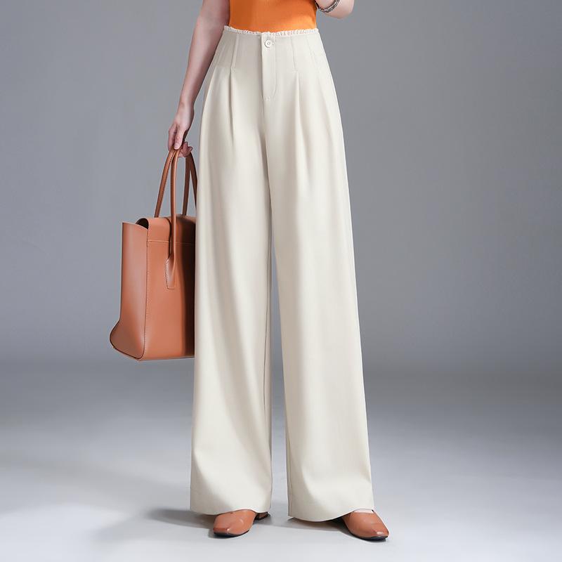 2026 Spring/Summer Women's High-Waisted Wide-Leg Floor-Length Slim Fit Pants