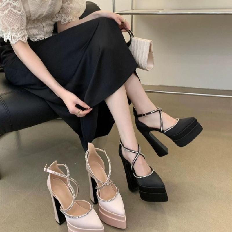 Fashion 2025 Hot selling elegant NEW Fashion Runway Style Rhinestone Sandals Super High Heels Waterproof Platform Women Shoes