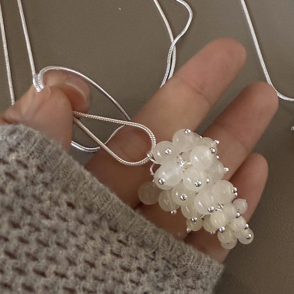 Vintage Grapes Pendant Necklace Jewelry Pearl Grape Sweater Chain Grape Cluster Necklace  Gift