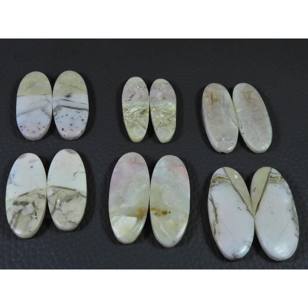 167Cts. Natural Pink Opal Matched Pair Oval Cabochon Gemstone 6 Pair Lot C-449