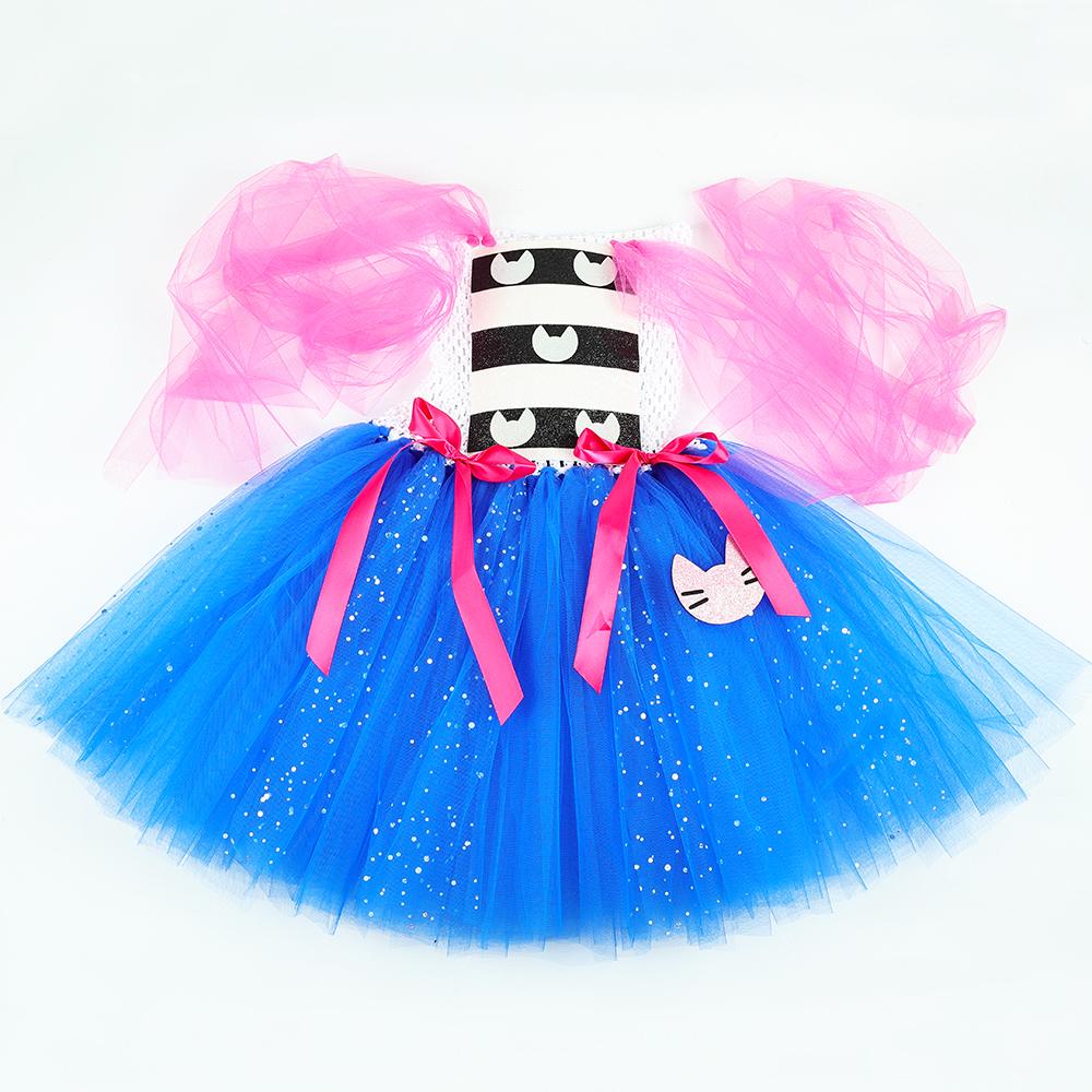 Gabby Dollhouse Costume Girls Fancy Tutu Dress Glitter Gabby Cat Tulle Princess Dress Set Kids Halloween Birthday Party Costumes