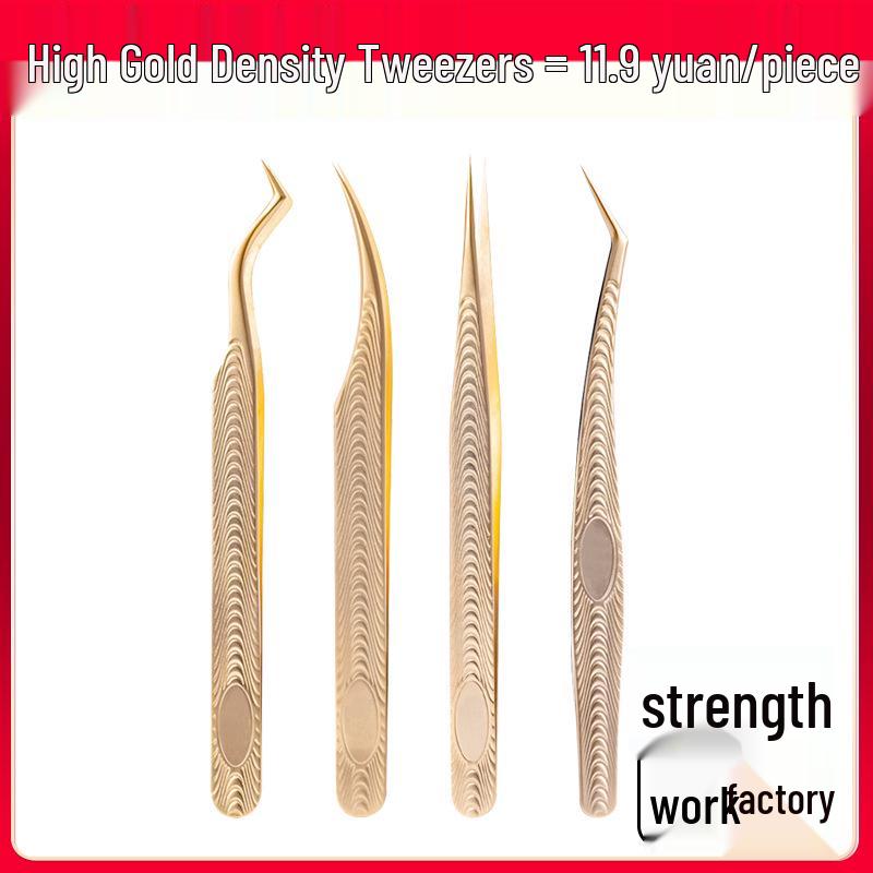 Gold Feather Dolphin Eyelash Extension Tweezers Dolphin Clamp with Storage Box