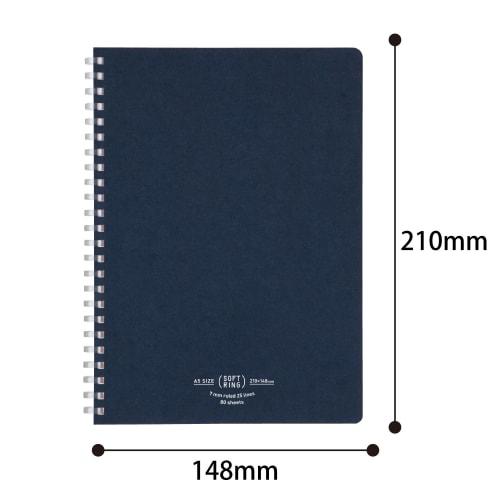KOKUYO Note Soft Ring Notebook Natural 80 Sheets A5 A-lined Navy Blue Su-SV638A-DB