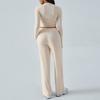 Women's 2 Piece Outfits Sets Ruched Long Sleeve Tops  Wide Leg Pants Tracksuit Sets