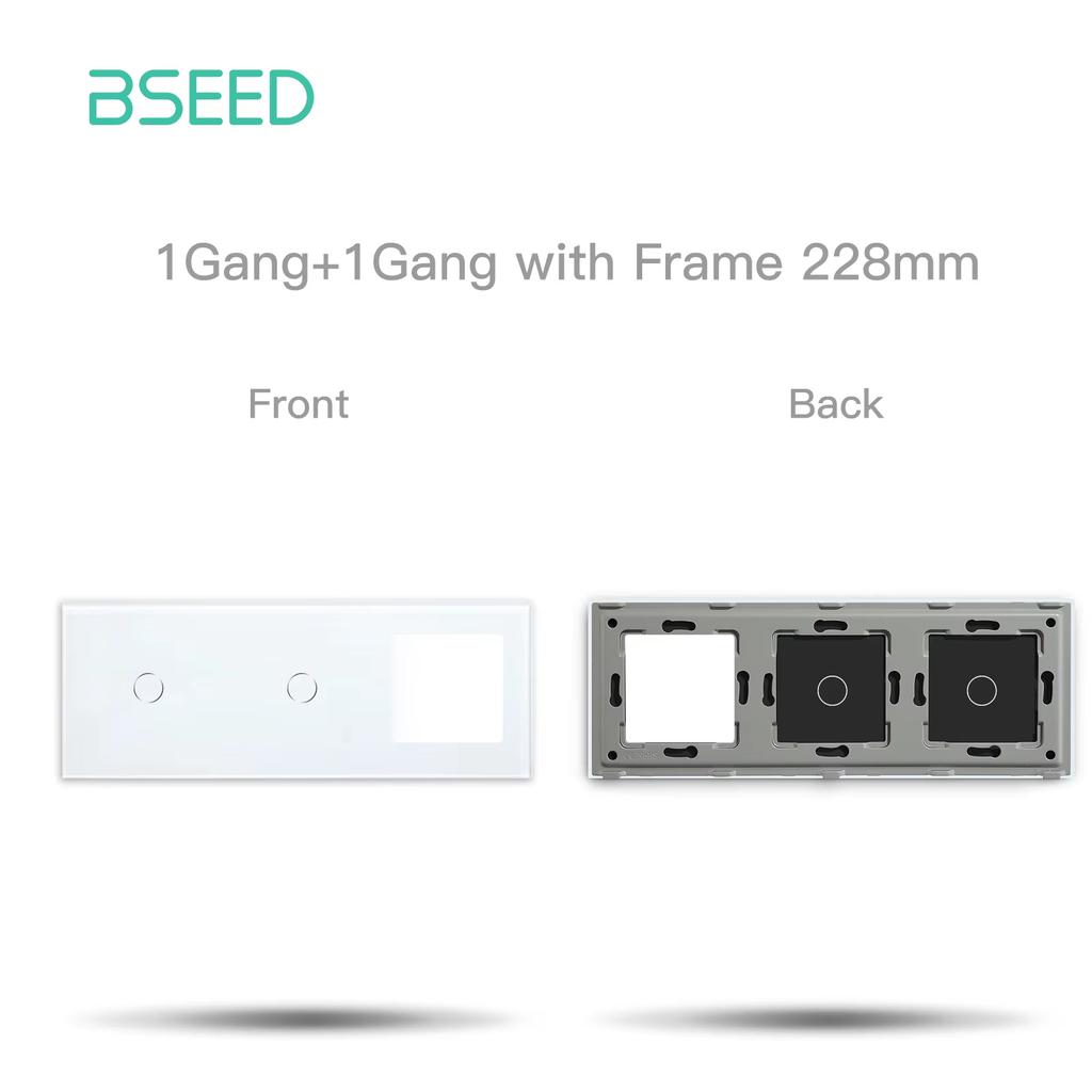 BSEED Wifi 1/2/3Gang Touch Smart Switches Function Parts Tuya Smart Life App Compatible EU Socket Glass Front Panels Spare Parts