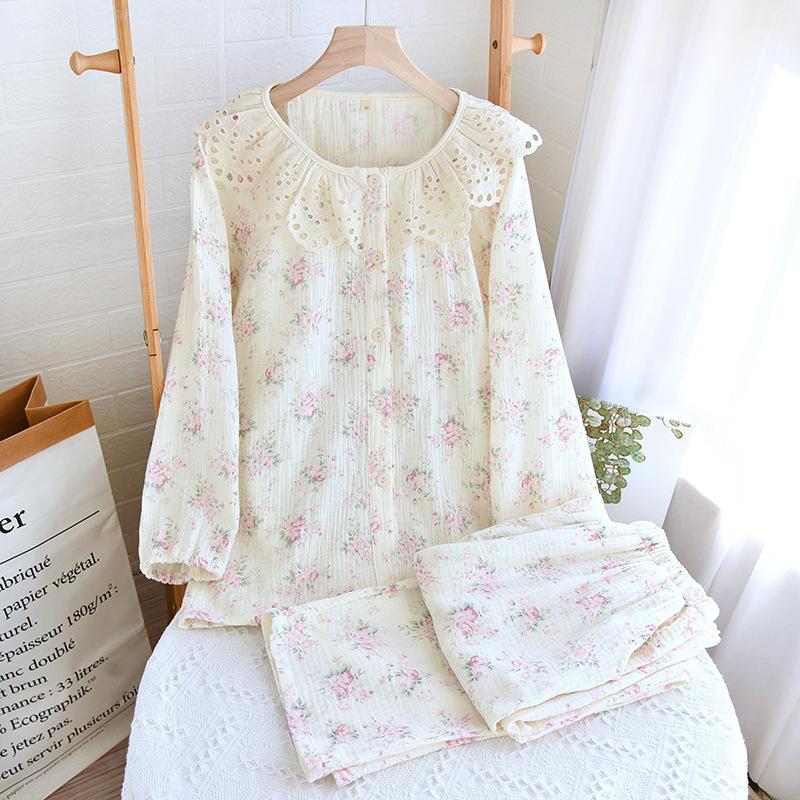 Cute Pajama for Women Loose Sweet Lace Princess Style Soft Cotton Pajamas Skin-friendly Casual Homewear Nightgown