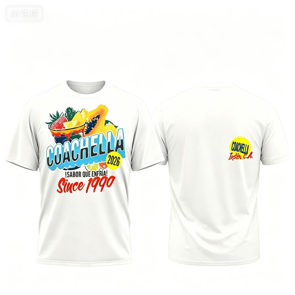 Coachella 2026 New Summer Cotton TShirt for Unisexs Cotton Doublesided Graphics Retro Harajuku Loose Quality Y2K Trend Shirt