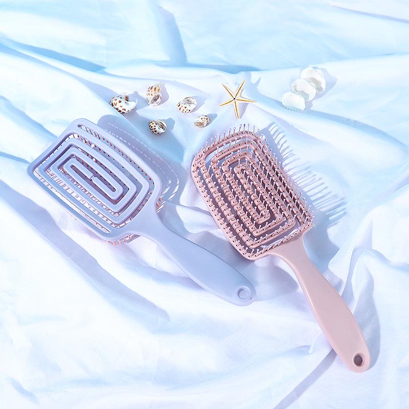 Large Curved Fluffy Rib Comb for Women's Long Hair Styling & Massage