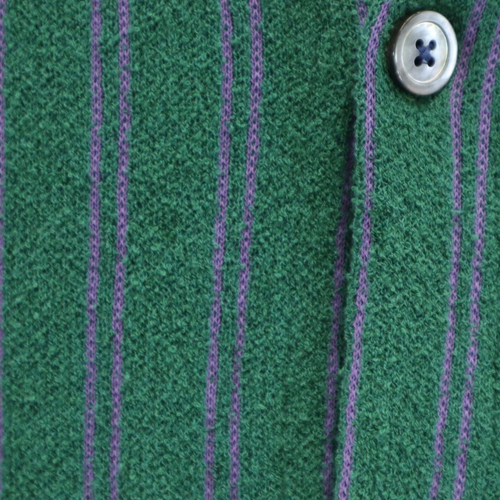 GALLIA Made In Italy Striped Pattern Long Sleeve Pile Ground Cardigan Men's Used