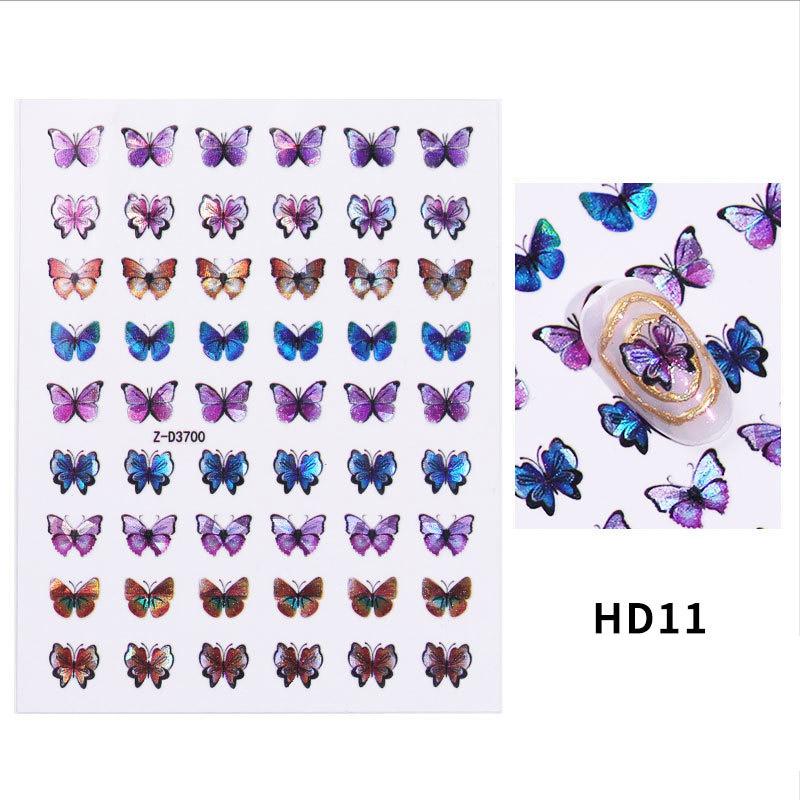 8 PC Holographic 3D Nails Stickers Nail Art Laser Butterfly Sticker Decal Butterflies Manicure Decoration Tool