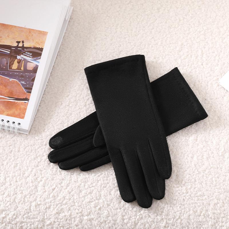 Multicolor Women Winter Keep Warm Touch Screen Suede Solid Simple Style Gloves Add Velvet Inside Not Bloated Prevent Cold