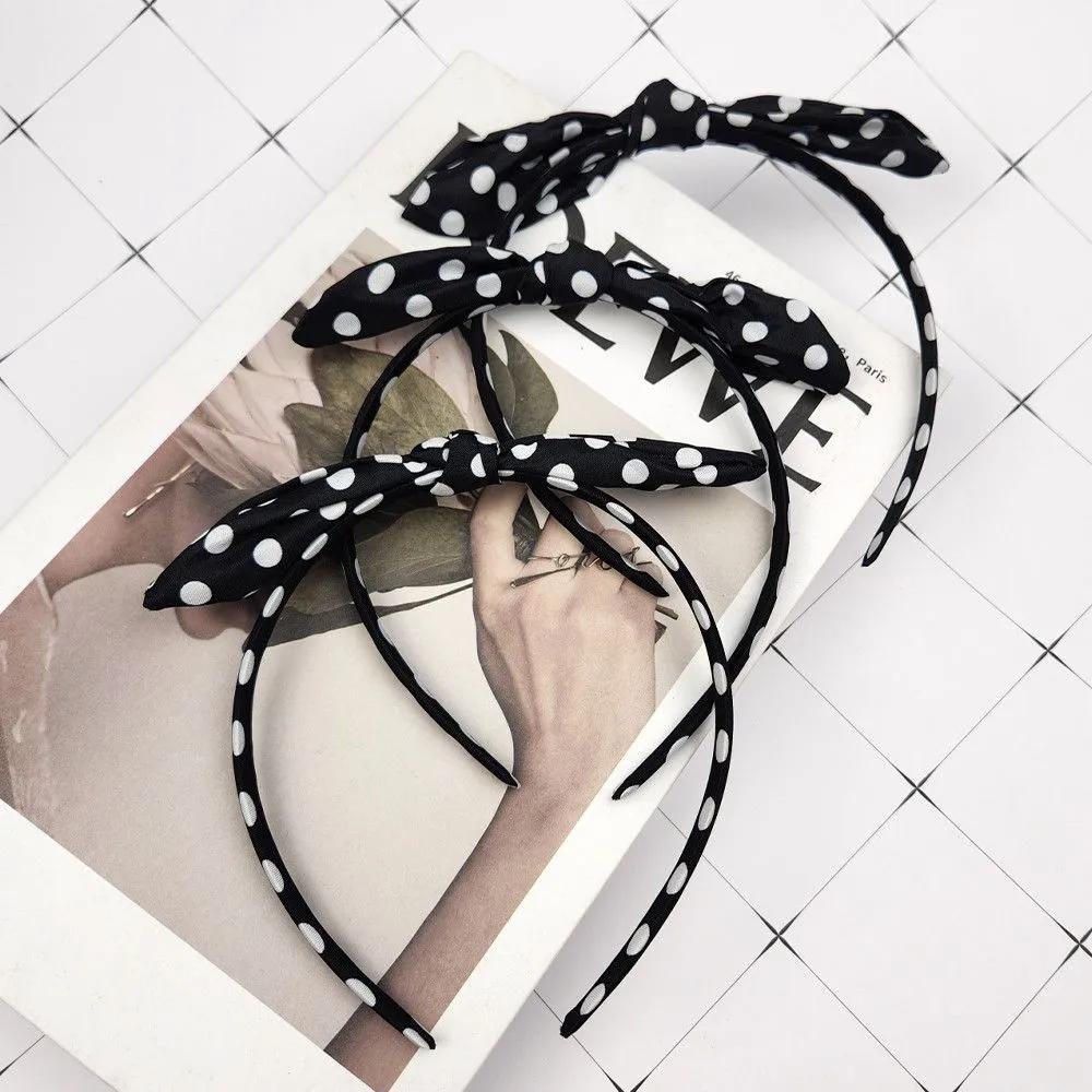 White Dot Ribbon Fashion Headband