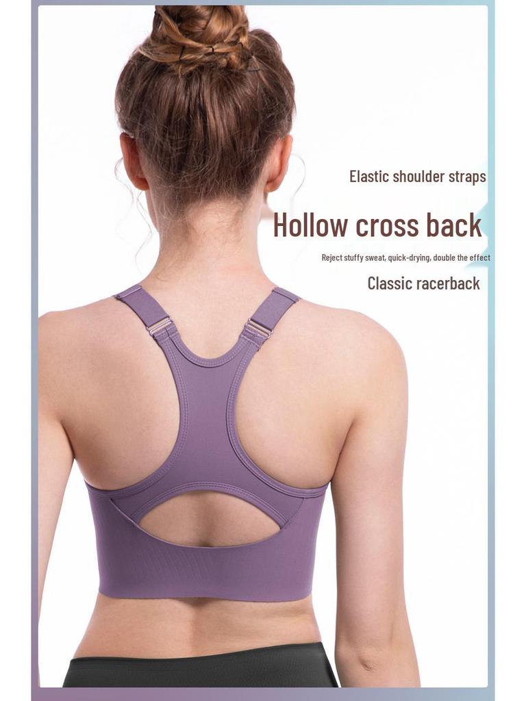 Dambekläder Högintensiv Justerbar Sport-BH med Dragkedja fram och Stötdämpning