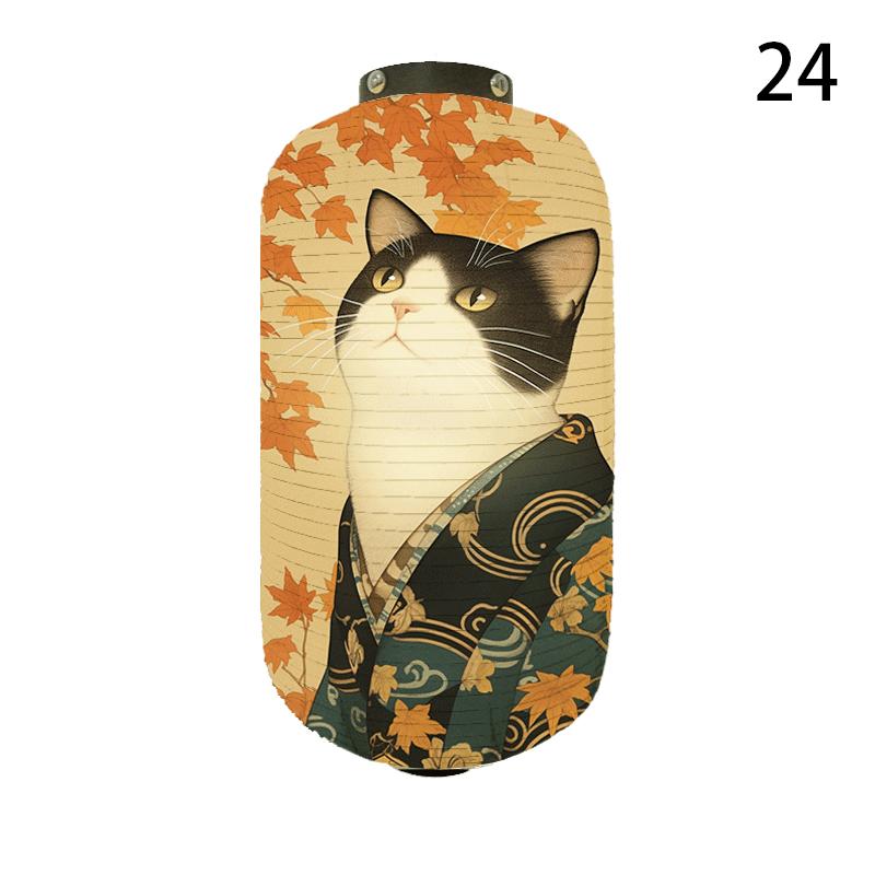 20x35cm Japanese Kimono Samurai Cat Art Pattern Lantern Restaurant Izakaya Cuisine Decor Advertising Sign Ukiyo-e Cloth Lanterns