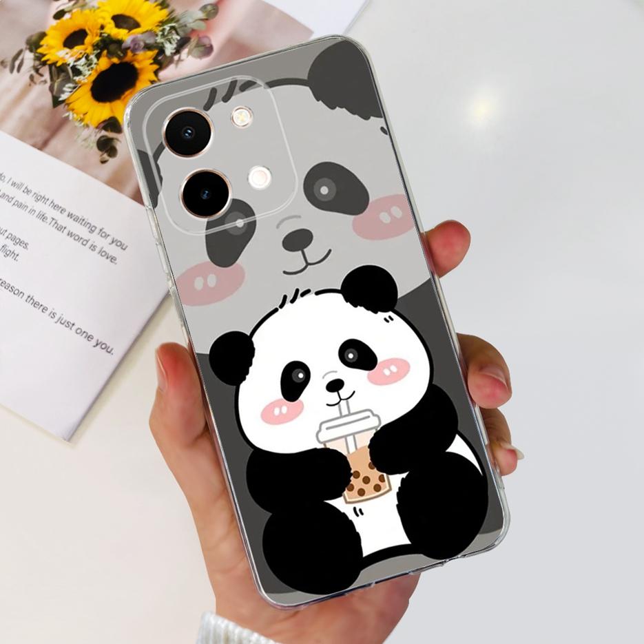 For Vivo Y28 4G Case V2352 Cute Cat Panda Painted Cover Soft Silicone Phone Case For Vivo Y28 Y 28 VivoY28 4G Funda 6.68'' Coque